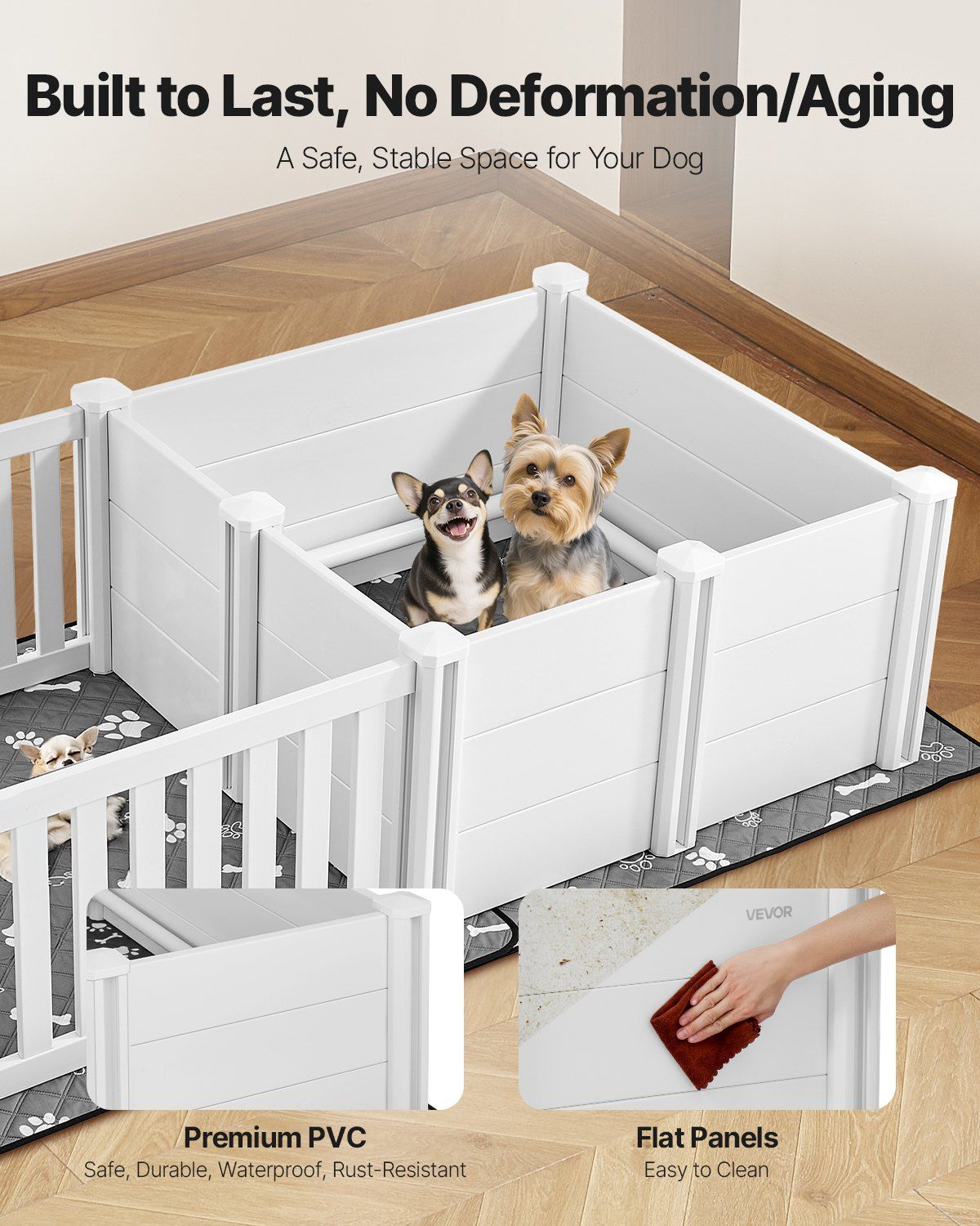 Dog Whelping Box, 1.86x0.97x0.5 m, Plastic Dog Whelping Pen with Adjustable Height Door, Puppy Playpen with Waterproof Pee Pad, Easy to Clean, Durable Indoor Pet Birth Kit for Medium Sized Dogs