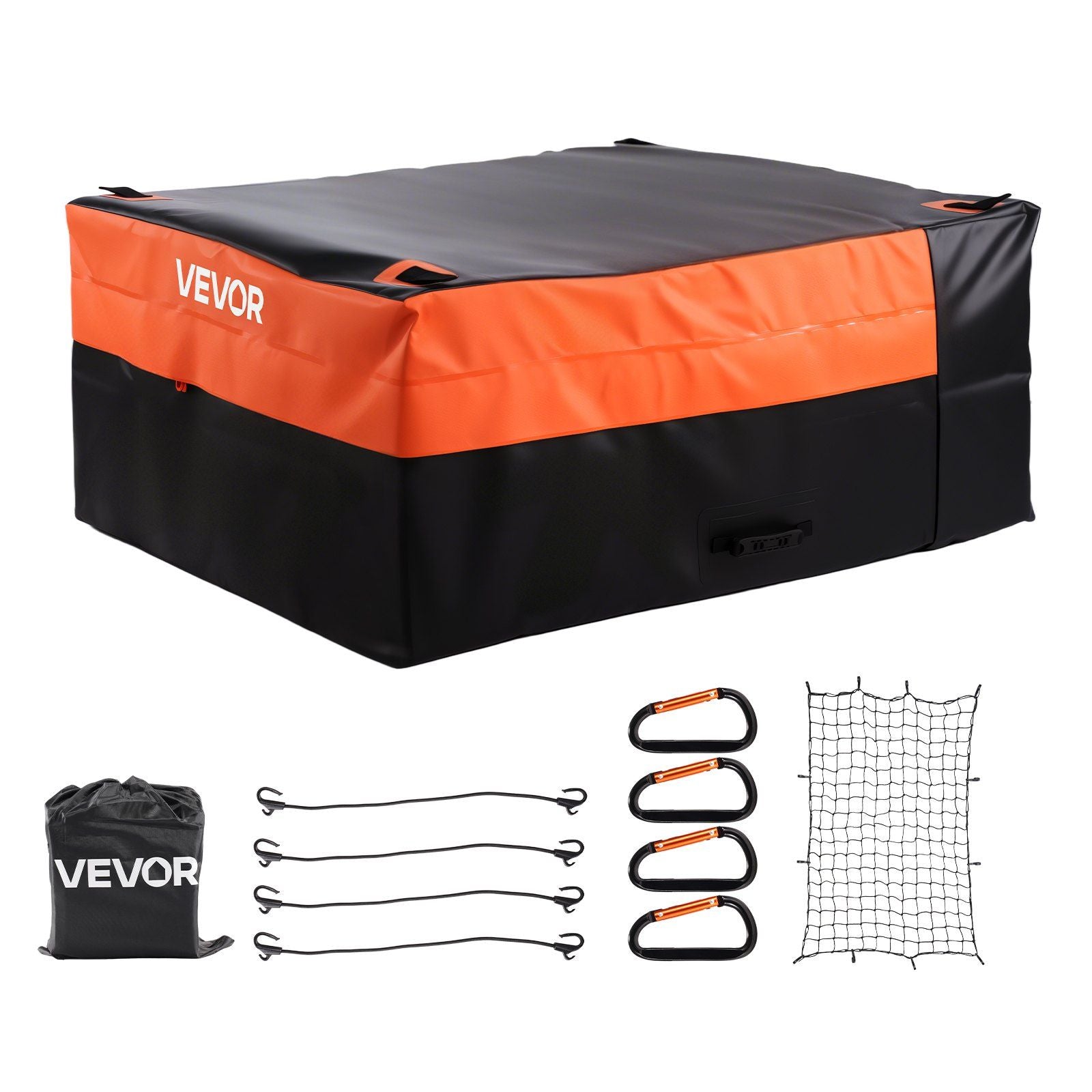 Truck Bed Cargo Bag, Waterproof 840D PVC, 130 x 102 x 55.5 cm (26 Cu. ft), Heavy Duty Cargo Bag for Truck Bed with Bungee Cords, Net and Carabiners, Fits a Variety of SUV & Pickup Trucks